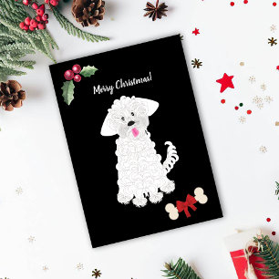 Cute Girl Maltese Dog Customizable Holiday Card