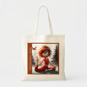 Cute girl meditation fitness yoga healing life  tote bag