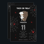 Cute Girl Mummy Coffin Girl Halloween Birthday Invitation<br><div class="desc">BOO! Don't get scared now. Cute scary Halloween girl mummy coming out of a casket with spiders. The perfect modern contemporary Halloween birthday invitation design ideal for a little girl's Halloween birthday party. Matching party decor and favours can be viewed in this collection.</div>