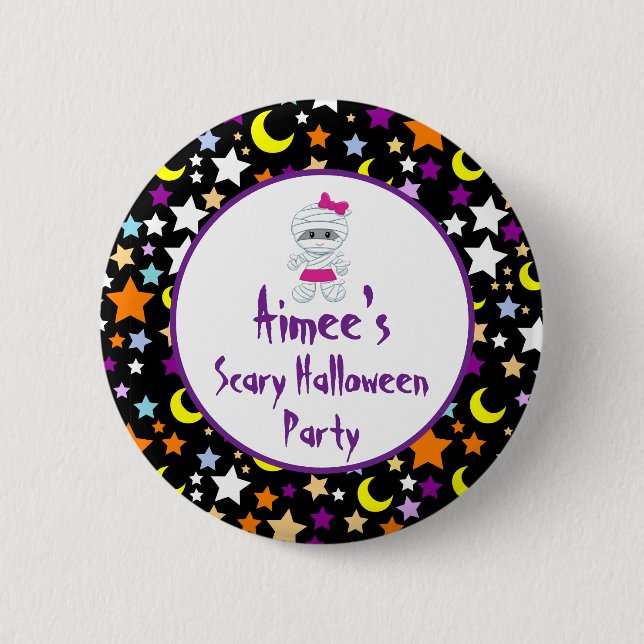 Cute Girl Mummy Halloween Party 2 Inch Round Button (Front)
