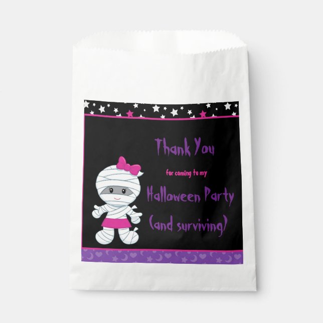 Cute Girl Mummy Halloween Party Favour Bag (Front)
