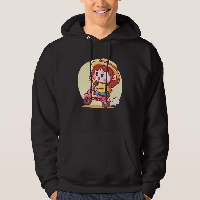 Cute Girl On A Scooter Hoodie (Front)