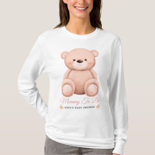 Cute Girl Orange Teddy Bear Mommy To BeBaby Shower T-Shirt