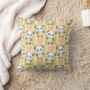 Cute Girl Panda Bear  Throw Pillow