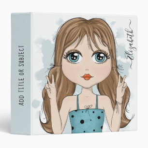Cute Girl Peace Graphic Illustration Custom Text Binder