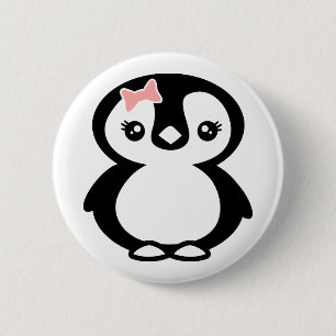 Cute Girl Penguin 2 Inch Round Button