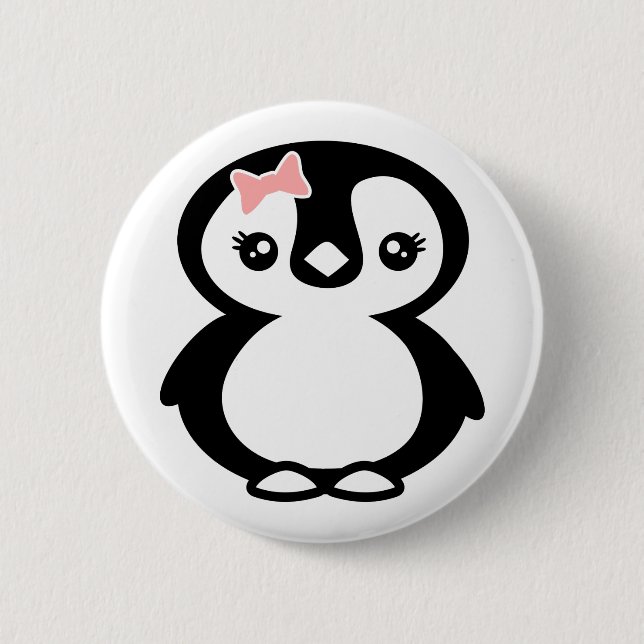Cute Girl Penguin 2 Inch Round Button (Front)