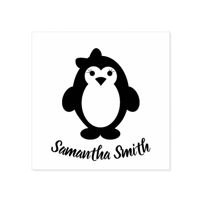 Cute Girl Penguin Rubber Stamp (Imprint)