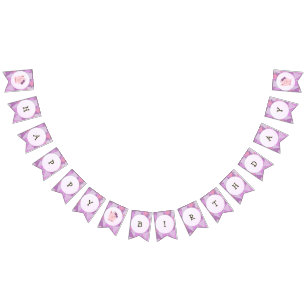 Cute Girl PIg Happy Birthday Bunting Flags