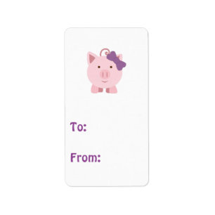 Cute Girl Pig Label