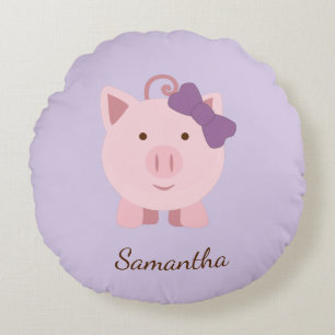 Cute Girl Pig Swaddle Blanket Round Pillow