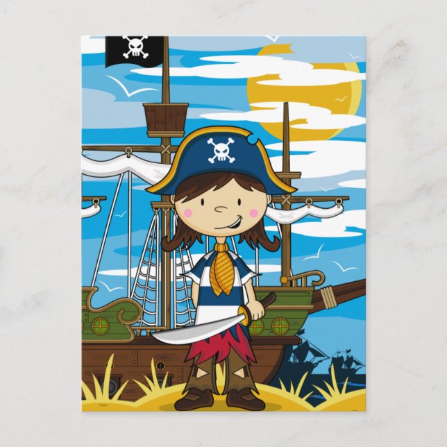 Cute Girl Pirate Postcard (Front)