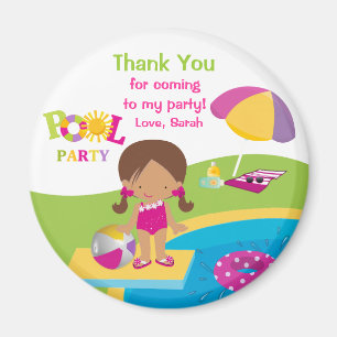 Cute Girl Pool Party Thank You Magnet