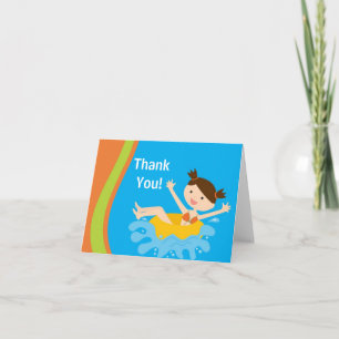 Cute Girl Pool Party Thank You Note Card