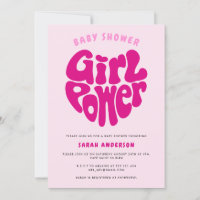 Cute Girl Power Baby Shower with Heart Invitation