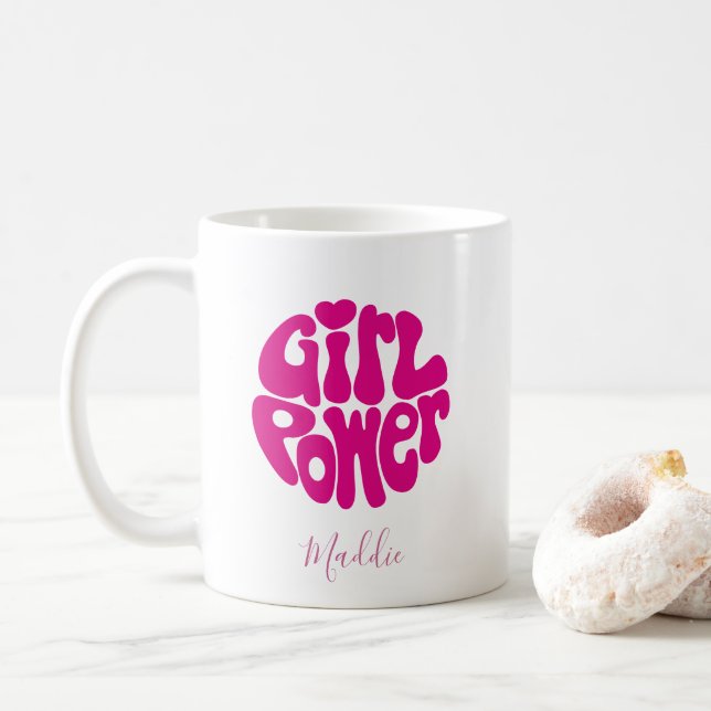 Cute Girl Power with Heart Coffee Mug (With Donut)