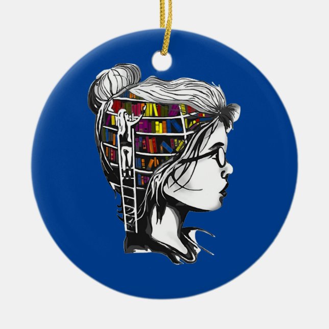 Cute Girl Reading Book Lover  Ceramic Ornament (Front)