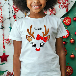 Cute Girl Reindeer Face T-Shirt