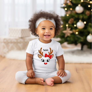 Cute Girl Reindeer Face Toddler T-shirt