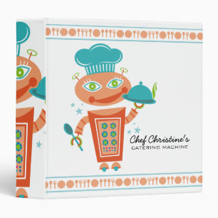 Cute girl robot chef food service catering cooking binder