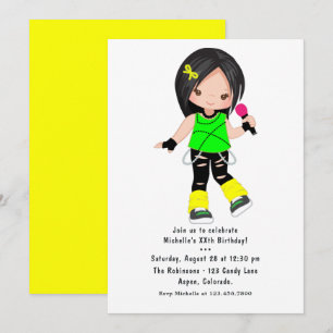 Cute Girl Rock Star Birthday Party Invitation