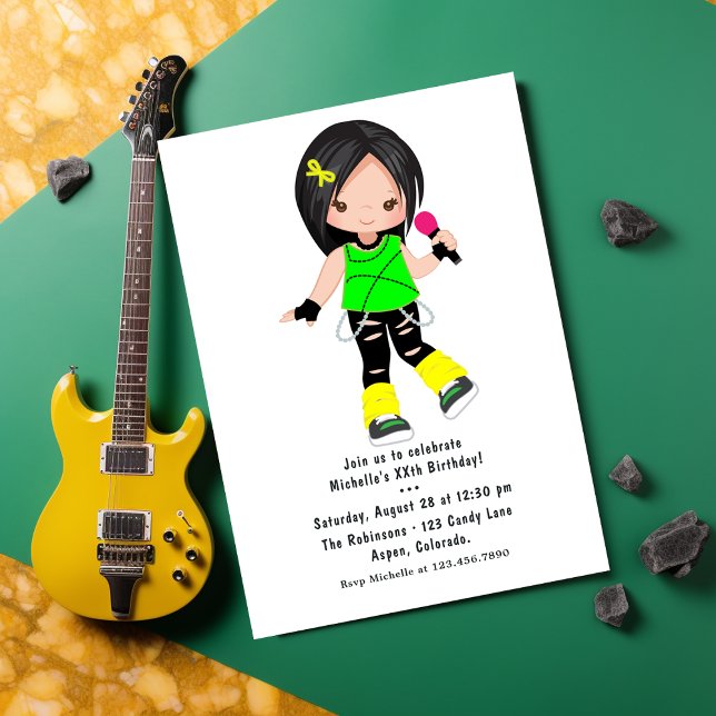 Cute Girl Rock Star Birthday Party Invitation (Creator Uploaded)