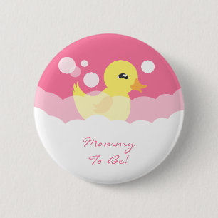 Cute Girl Rubber Ducky Baby Shower 2 Inch Round Button