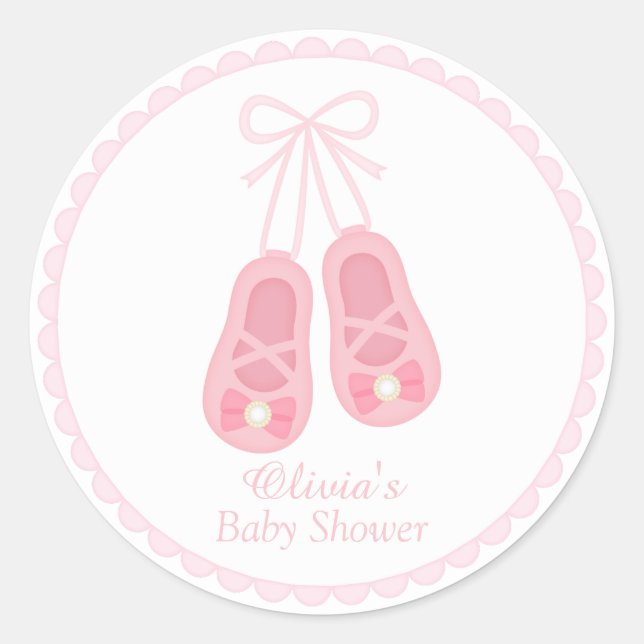 Cute Girl Shoes Ballerina Baby Shower Labels (Front)