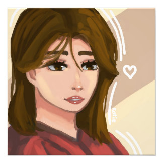 Cute Girl Simple Background Handdrawn Digital Art Photo Print