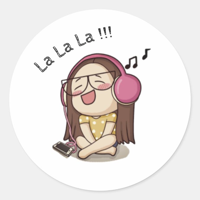 Cute Girl Singing Sticker (Front)