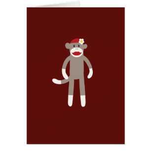 Cute Girl Sock Monkey on Red