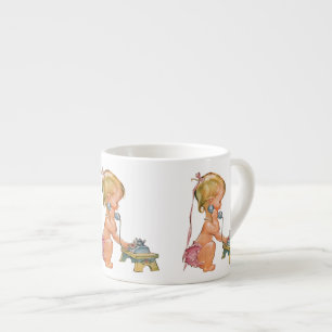 Cute Girl Talking on Phone Espresso Cup