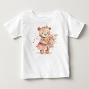 cute girl teddy bear baby t-shirt