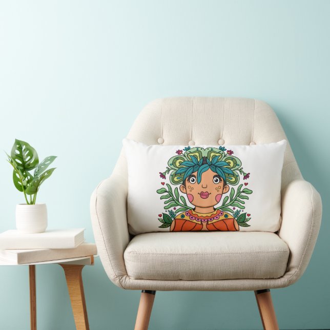 Cute Girl, Throw Pillow (Chair)
