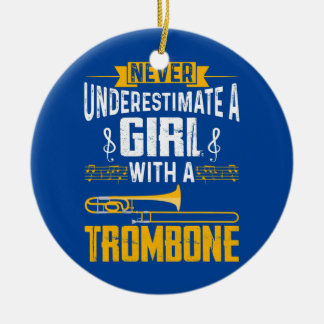 Cute Girl Trombone Player Funny Trombone Gift  Ceramic Ornament
