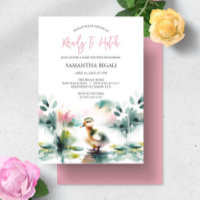 Cute Girl Watercolor Duck Baby Shower
