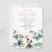Cute Girl Watercolor Duck Baby Shower