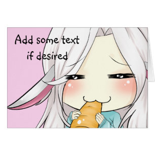 Cute girl with bunny ears chibi card for your text