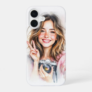 Cute girl with camera phone case