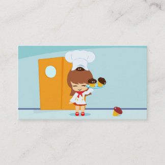 Cute Girl with Cupcakes Business Card