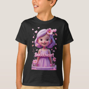 Cute Girl with Flower Funny Unisex Design for Men T-Shirt