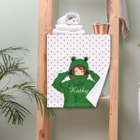Cute Girl with Green Frog Hoody Drawing