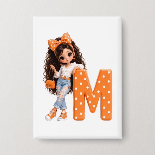 Cute Girl with Letter M Throw Blanket (Front)