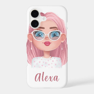 cute girl with pink hair