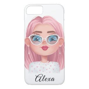 cute girl with pink hair Case-Mate iPhone case