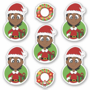 Cute girl with short black hair holiday cartoon st