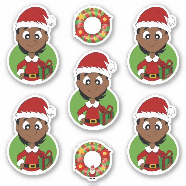 Cute girl with short black hair holiday cartoon st (Front)