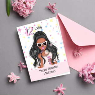 Cute Girl with Soap Bubble Happy Birthday Card