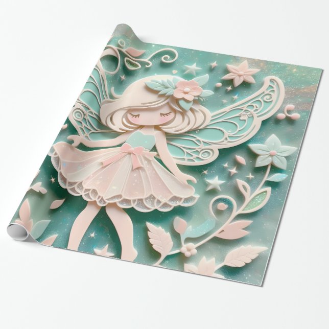 Cute Girl Wrapping Paper (Unrolled)