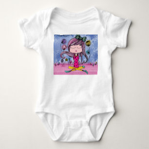 Cute girl yoga Illustration baby bodysuit